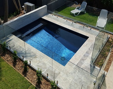 Silver Travertine Drop Face Pool Coping, silver tiles, grey tiles by stone pavers australia