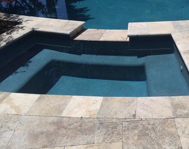 oyster silver travertine bullnose pool coping, round edge pool coping, silver pool coping tiles by stone pavers australia