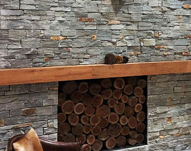 ebony ledgestone fireplace stone wall cladding