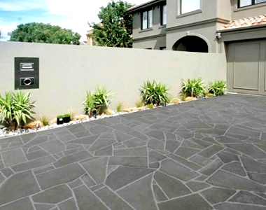 black crazy paving drivways tiles and pavers